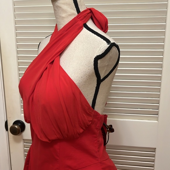 Anthropologie Maeve Twist Halter Tie-Neck Mini Dress in Red, Size Large, NWT - Picture 8 of 17